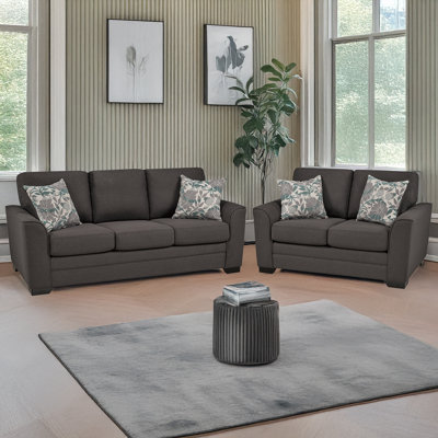 Beauchamp Fabric Sofa & Loveseat Set, Charcoal