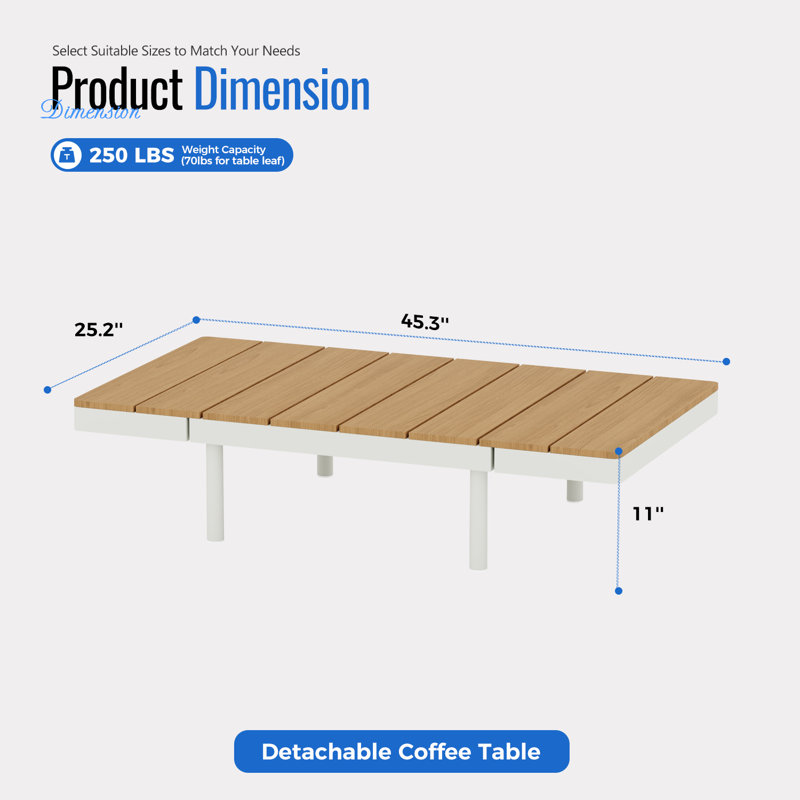 Table basse d'extérieur en aluminium