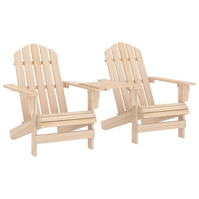 Villalobos Outdoor Adirondack Chair With Table, Cream