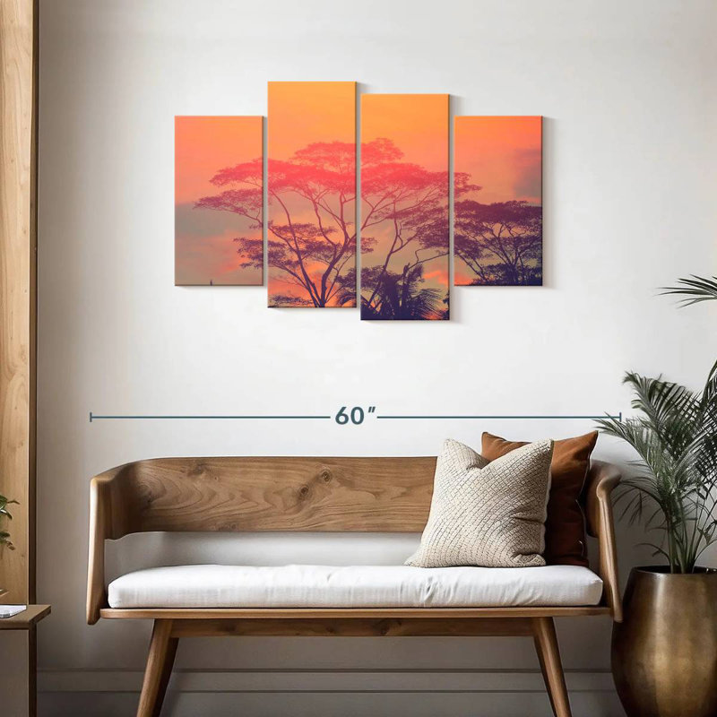Silhouette d'arbres d'Afrique Lynelle, H 27 po x l 43 po