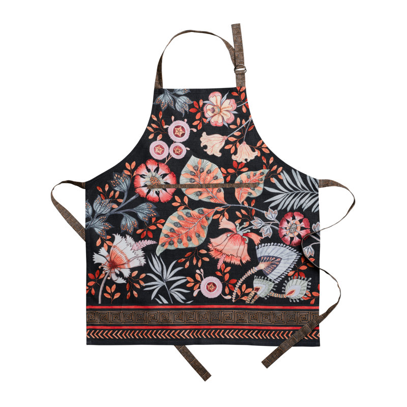 Maison d' Hermine Apron for women with Pocket 100% Cotton 27.50"x31.50" 1 Piece Adjustable Neck Strap & long ties Apron Men, Chef, Wedding, Cooking, Gardening, Server Spring/Summer (Jacobean Florals)