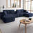 125" Modular Sectional Cloud Couch with Two Ottomans, U-Shaped Deep Seat Sofa with Cup Holders, USB Ports & Storage, Upholstered Soft Corduroy for Modern Living Room-1401935369