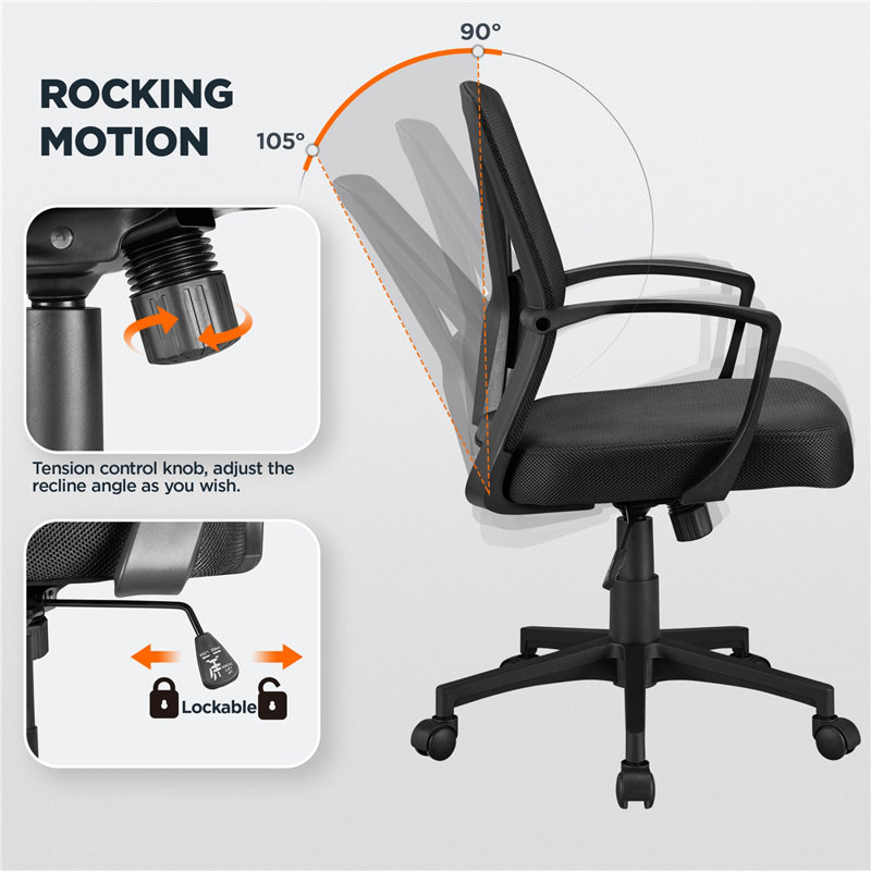 Yaheetech color Mesh Office Chair, Black