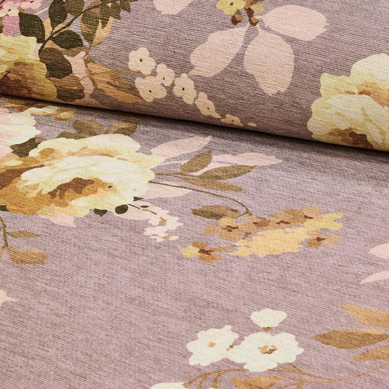 Wild Rose Washable Rug, Taupe, Runner 2'6" x 8'