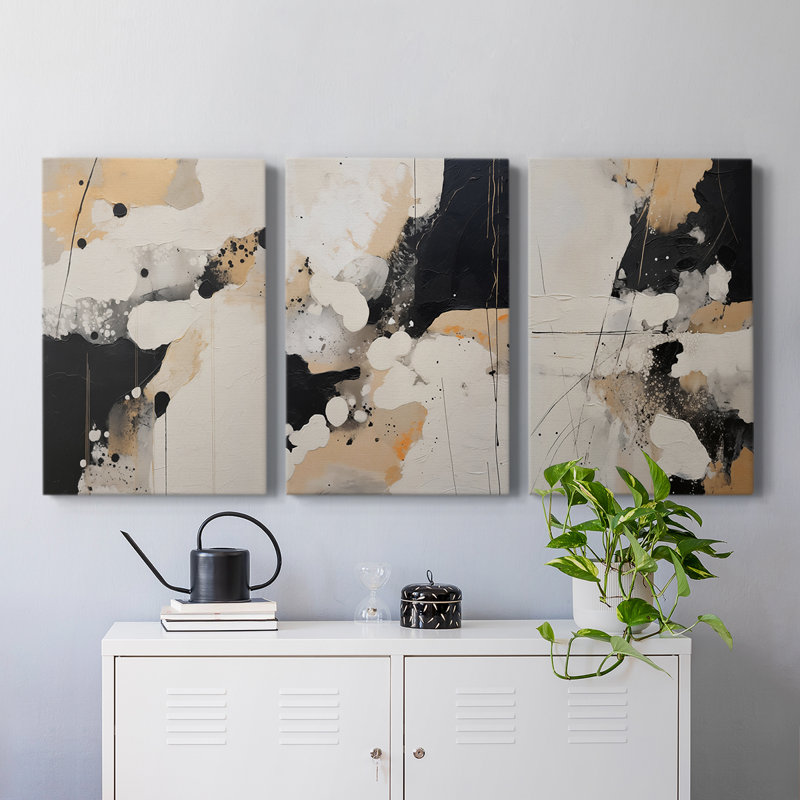 Abstract Series CLXX -Set Of 3 Gallery Wrapped Canvas -Ready to Hang, 27" H x 18" W