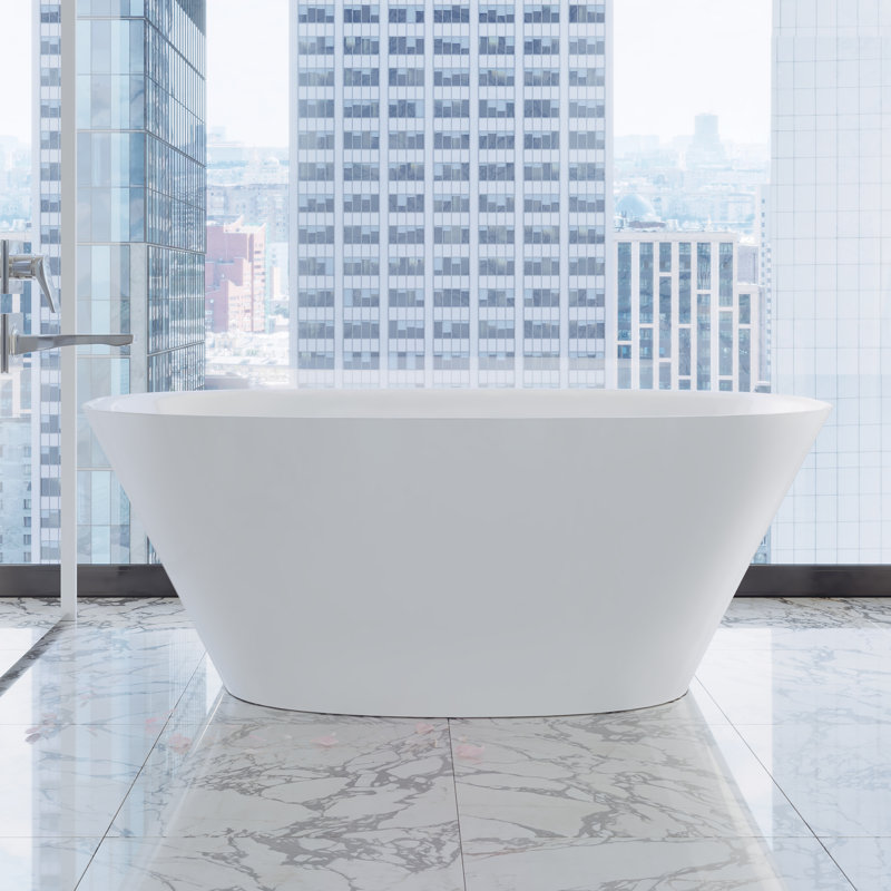 Islita 65.75" Freestanding Soaking Bathtub, Gloss White