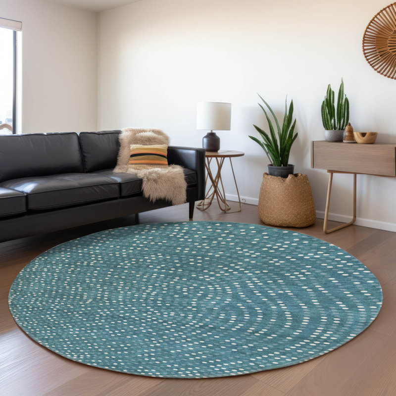 Premium Machine Washable Colmenero AMF1021 Circles Rug, Round 8'