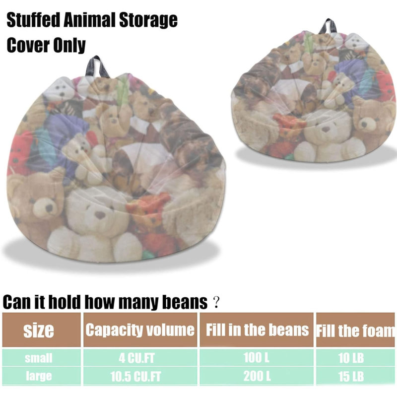 Stuffed Animal Storage Bean Bag Chair Cover (No Filler) Washable Ultra Soft Corduroy Bean Bag Cover For Organizing Plush Toys Or Textile, Sack Bean Bag For Adults, Teens