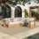 Ensemble de conversation modulaire pour patio en bois d'eucalyptus pour 5 personnes avec coussins