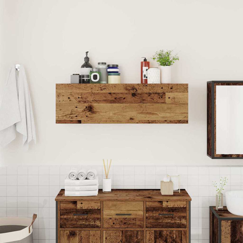 Bathroom Wall Cabinet, Old Wood, 11.8"H x 9.8"W x 39.4"L 