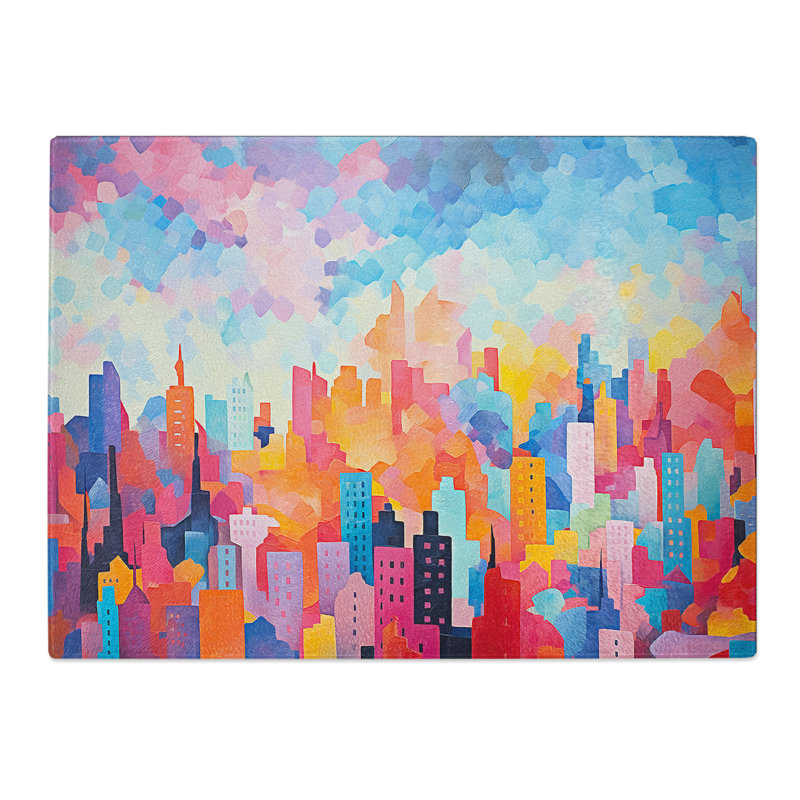 Skyline Orphism  Glass Chopping Board