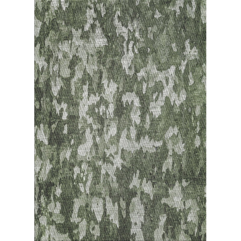 Tapis vert/gris tissé à la machine, Rectangle 5 pi x 7 pi
