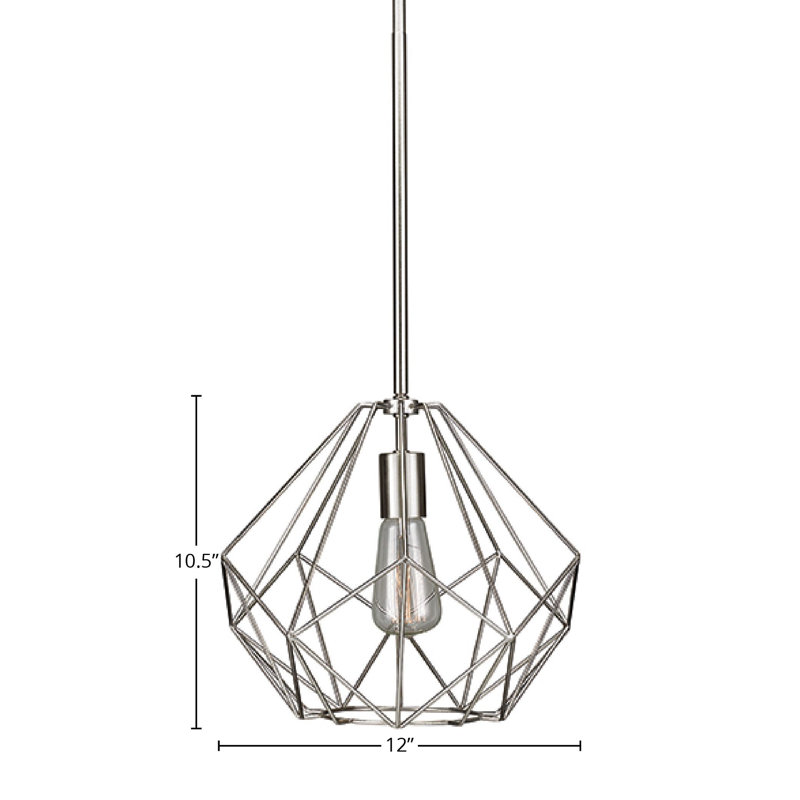 Luminaire suspendu 1 lumière, Chrome brossé