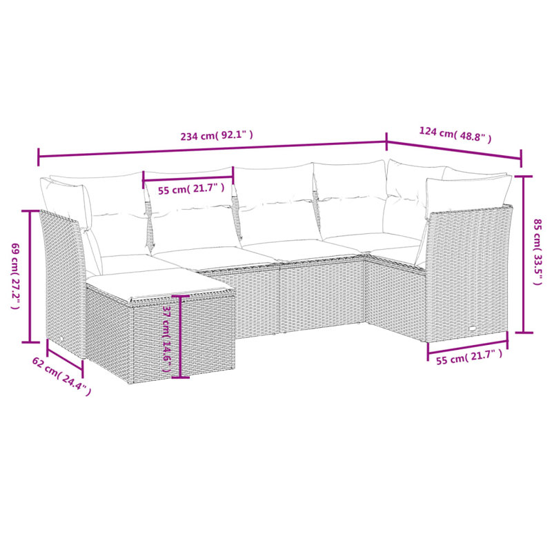 Ensemble de canapé de jardin en polyuréthane, Sarcelle