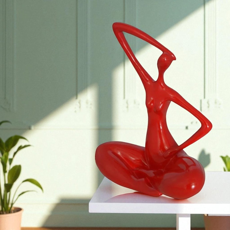Ballet Dancer Sitting Reuter Replica 11 Inch Bronze Sculpture, Elegant Decor Modern Art Resin Statue, Red