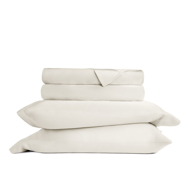 100% Rayon from Bamboo Cooling Sheet Set, Queen Sheet Set with 2 Pillowcases, Ivory