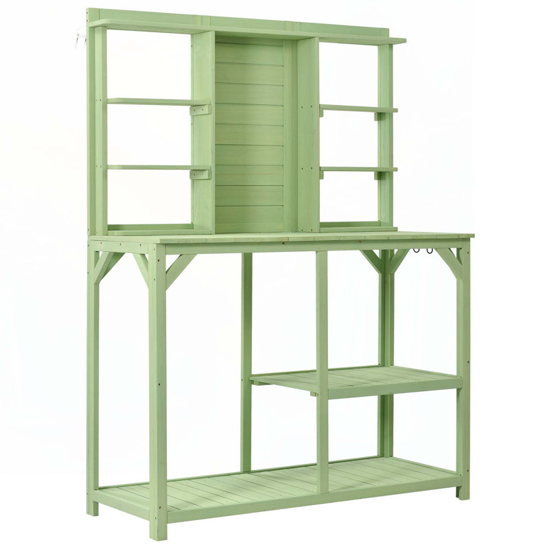 64.6" Large Outdoor Potting Bench, Green
