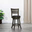 Tabouret à dossier à lattes de 24 po de couleur gris vieilli, siège en tissu gris anthracite - et attrayant pivotant gris à hauteur de comptoir avec section pratique-857965904