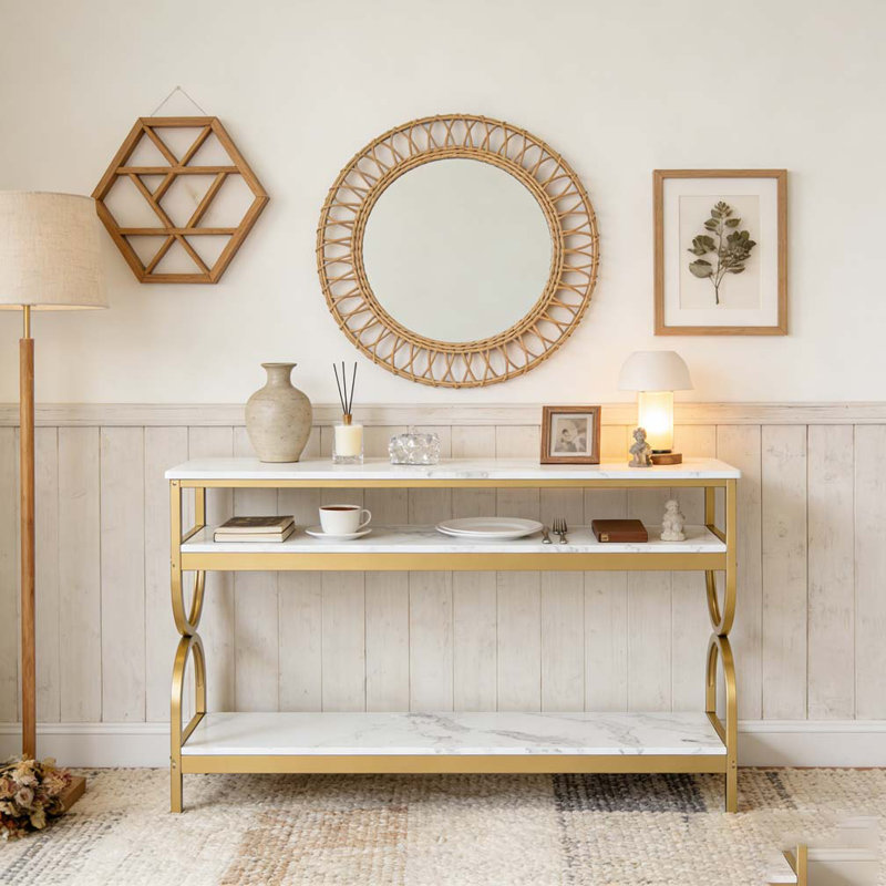 Table de canapé en faux marbre