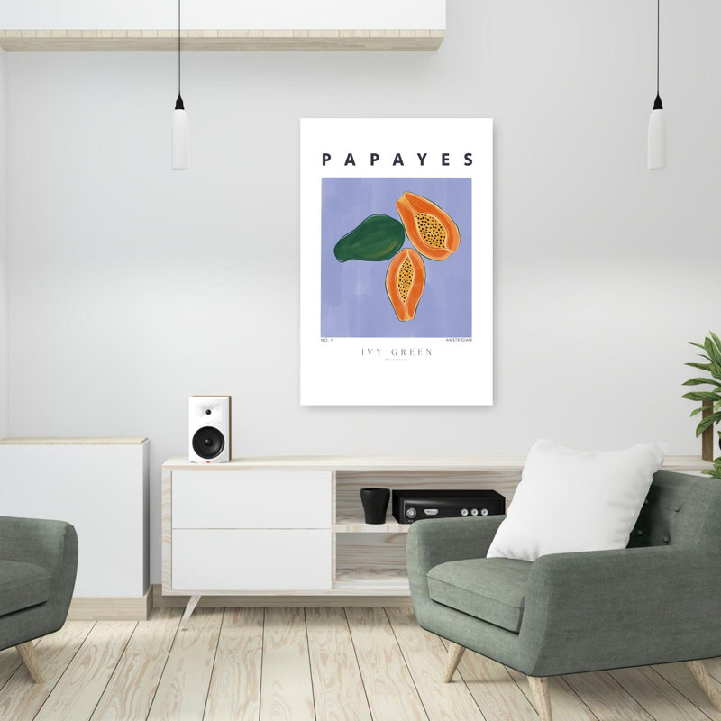 Art mural tropical, papayes tropicales, H 36 po x l 24 po