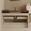 Meuble-lavabo flottant moderne avec plateau en faux marbre et lavabo encastré en céramique, fixation murale pour petites salles de bain et appartements-1190019812