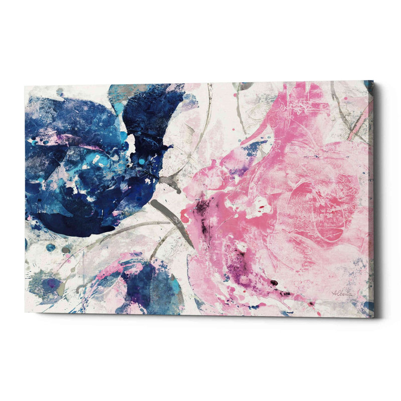 «Fireworks Abstract Navy Blue Flower Crop» par Albena Hristova, art mural sur toile, H 12 po x l 16 po x P 0,75 po