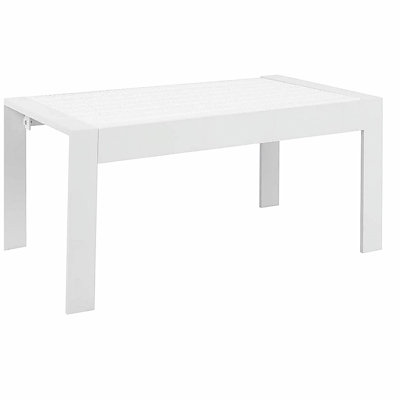 43" All-Weather Aluminum Patio Coffee Table, Modern White Rectangle Outdoor Table