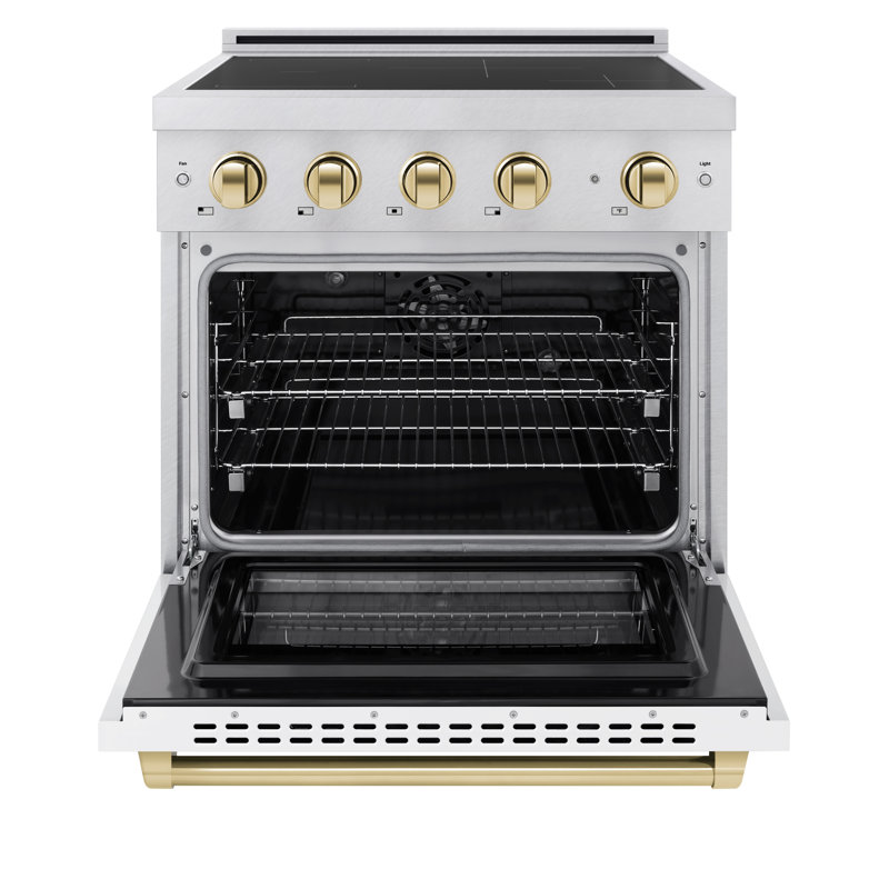 ZLINE Autograph 30 in. Paramount Induction Range with 4 Element Cooktop & Matte Black Accents, Polished Gold