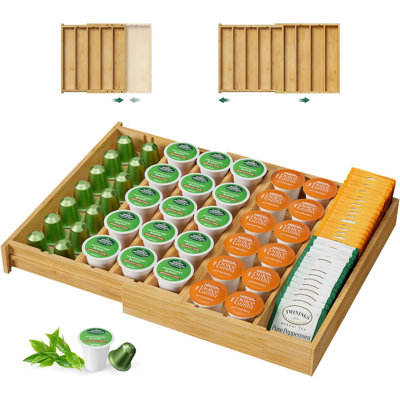 Bamboo Coffee Pod K Cup Holder Organizer For Drawer Insert Counter, Expandable Coffee Tea Storage Tray Compatible With Nespresso Vertuo Capsules -  Elaine Mercure, AxQB0DDHCYS7D