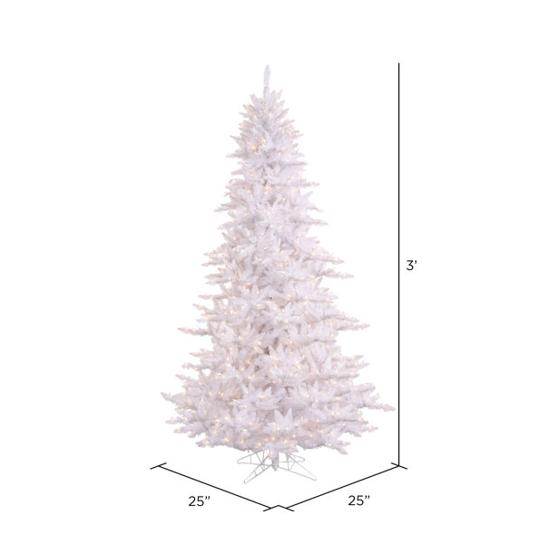 Millwood Pines Slim 3' White Fir Artificial Christmas Tree with 100 Clear/White  Lights with Stand  Reviews Wayfair
