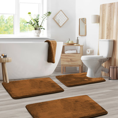 Aighan 3 Piece Ultra Soft and Absorbent Memory Foam Bath Rug Set with Non-Slip Backing
