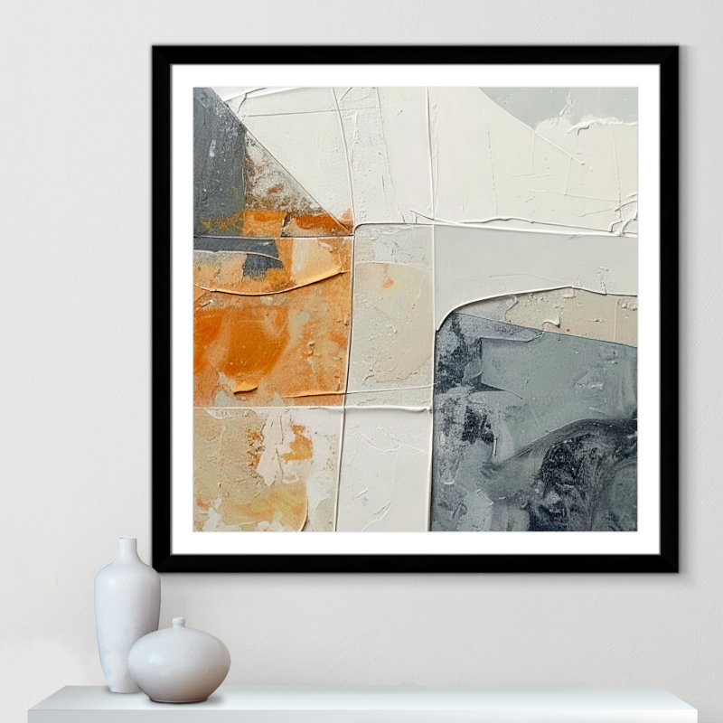 «Plastered II» par Alonza Saunders, L 42,5 po x H 42,5 po, Matted Print, Noir satiné