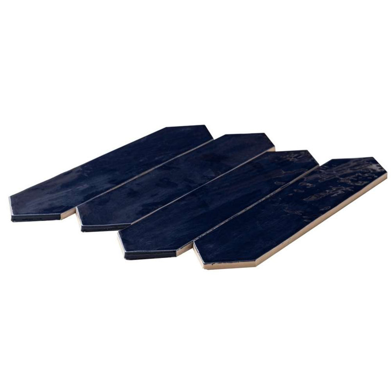 Tribeca-Talavera Picket 2.6"x13" Handmade Ceramic Tile Trim, Blue