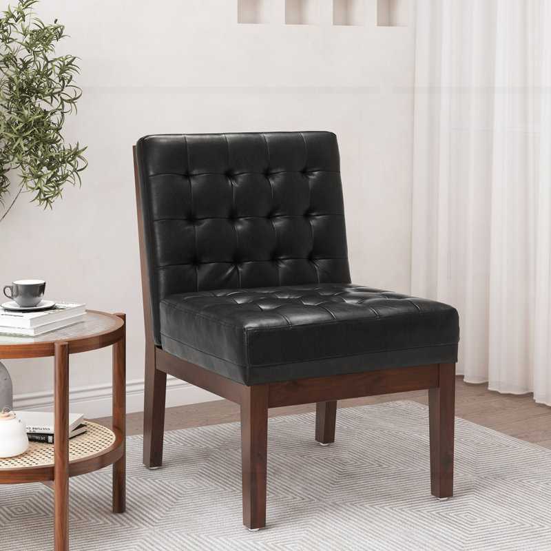 Modern Accent PU Chair, Black PU Faux Leather