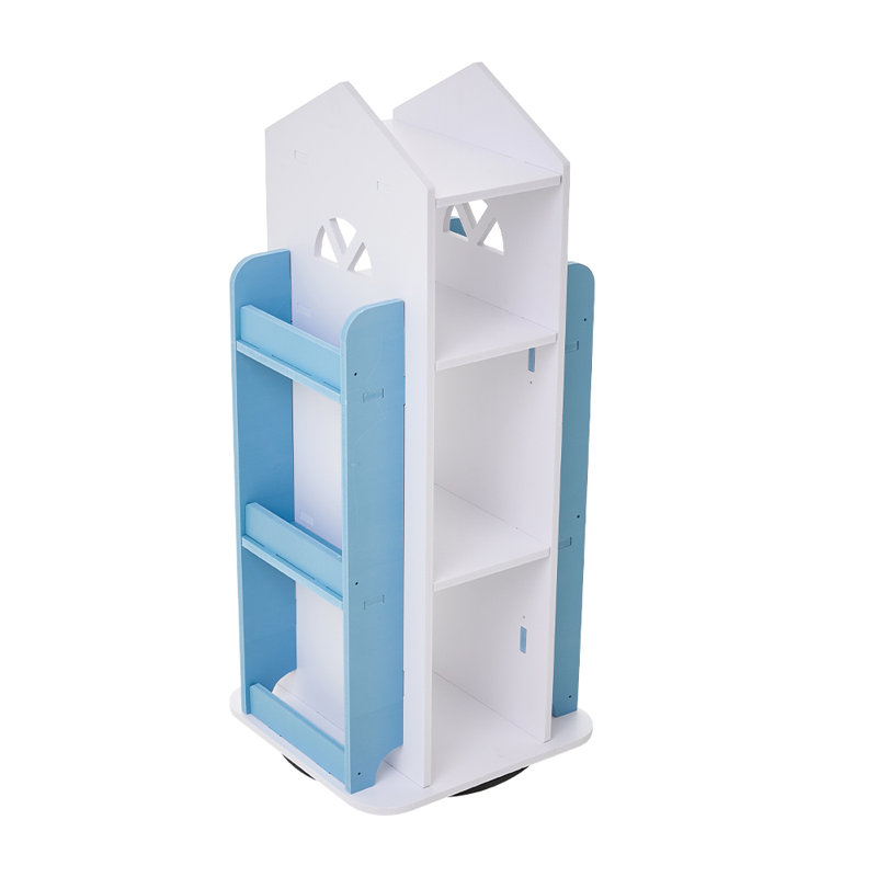 72cm H X 31cm W PVC Wood Plastic Board + Co-extruded Board + ABS Floating Shelf Kids Bookcase, White/Blue
