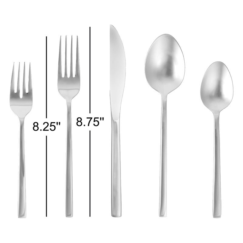 Arezzo 5 Piece 18/10 Stainless Steel Flatware Set, Service for 1, Silver