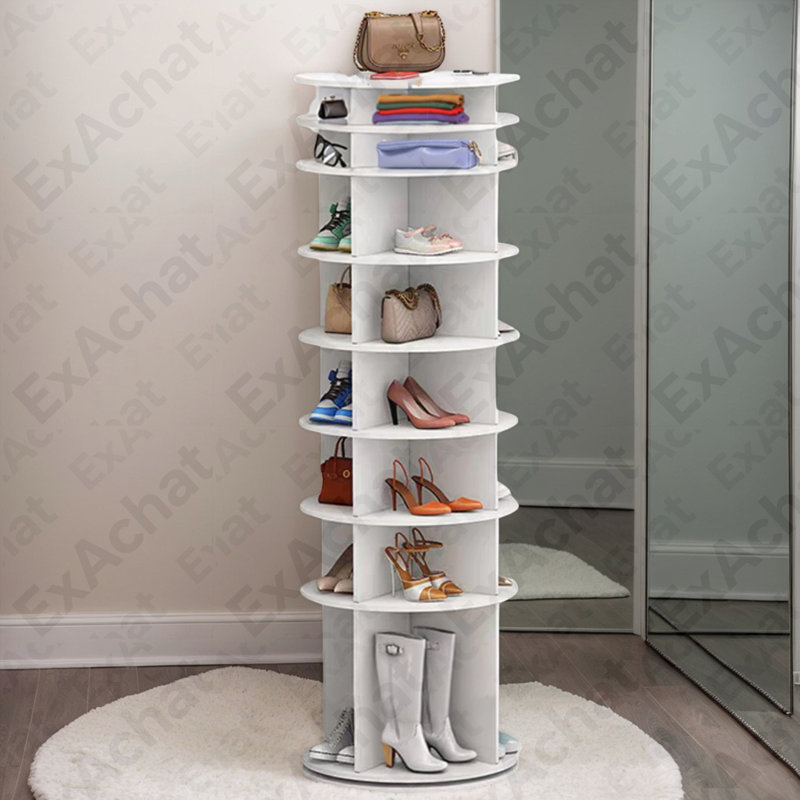 8 Tier Rotating Shoe Rack Tower, Spinning Shoe Display, Shoe Organizer,360 Shoe Rack Storage Round Carousel, Vertical Handbag Rotate Shoes Closet Organization (WHITE) (PRIME BIG DEAL DAYS)