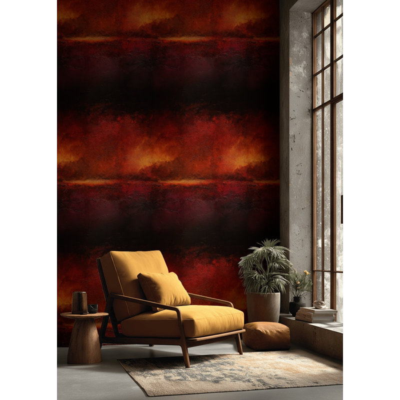 Papier peint abstrait, peinture murale décorative Fiery foncé