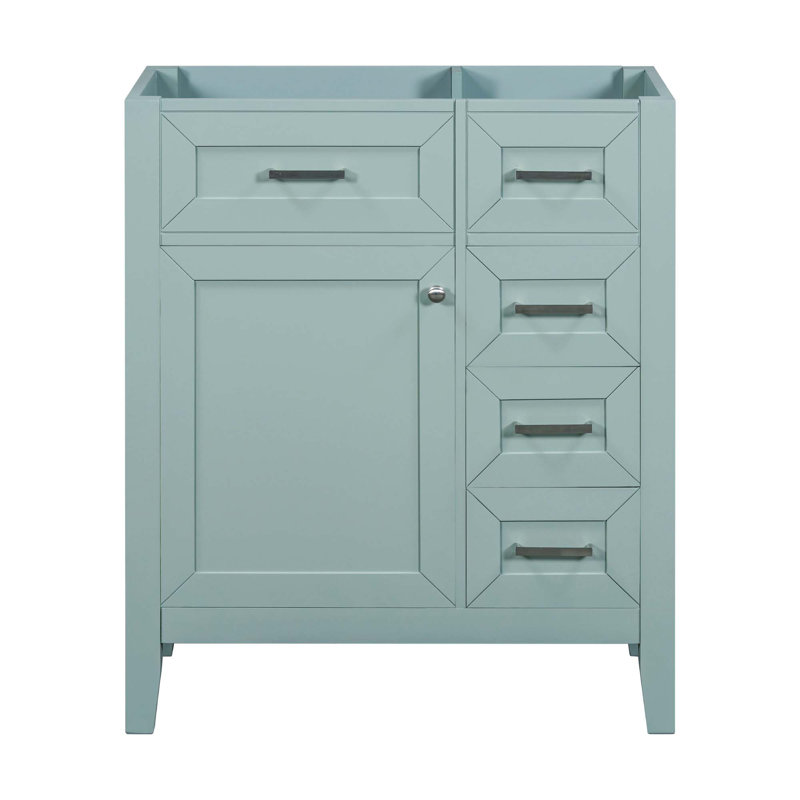 (Base seulement) Meuble-lavabo de salle de bain 30 po sans lavabo, avec tiroirs, Vert