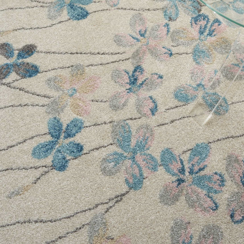 Tapis à motif floral ivoire Zaizi, Rectangle 6 pi x 9 pi