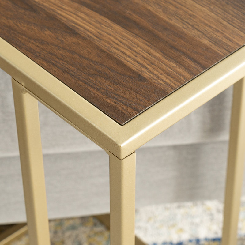 Alberta C Table End Table, Dark Walnut/Gold