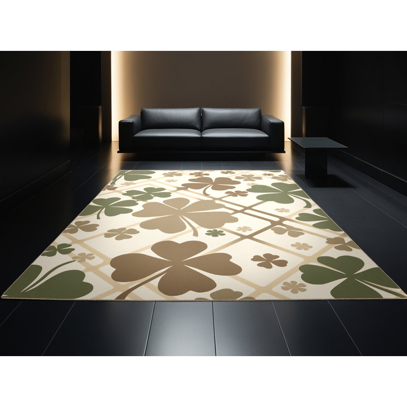 Tapis géométrique beige BCBG Lavas lavable à la machine - Reliure beige, 8 pieds carrés