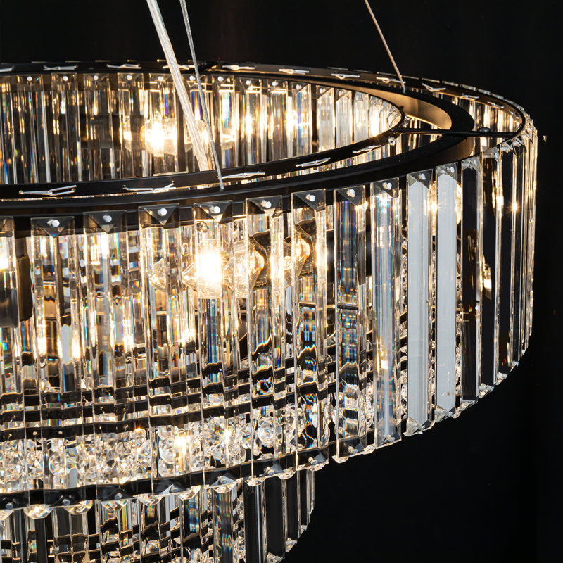 Craggie 12 - Light Crystal Tiered Chandelier, Black