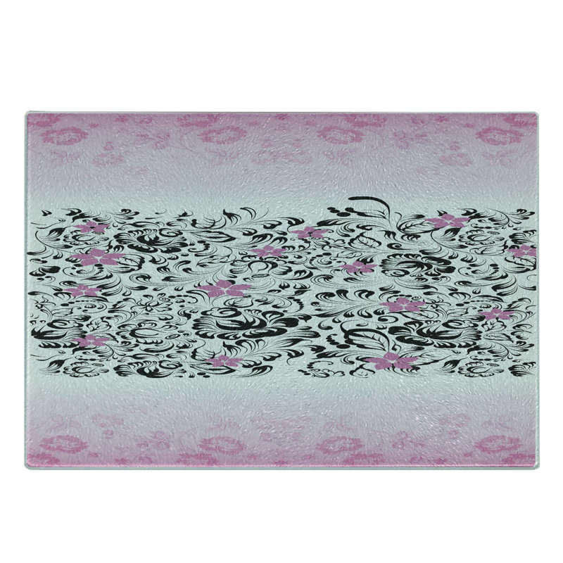 Planche à découper en verre trempé noir et rose Ambesonne