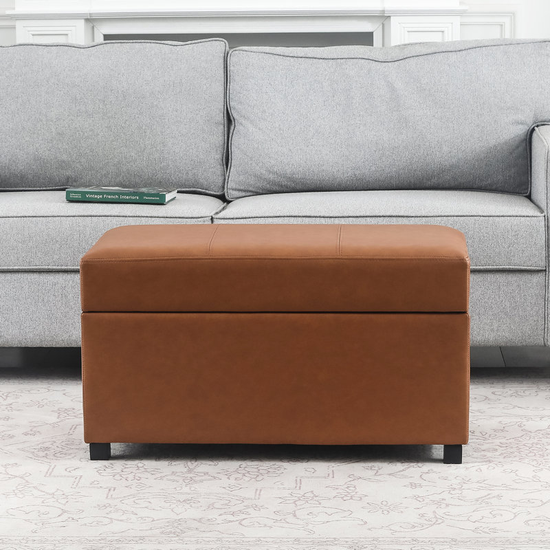 Banc de rangement avec repose-pieds 31 po, Brun clair