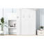 Grand lit, tablettes à persiennes blanches, conception durable en pin et peu encombrant-1409481162
