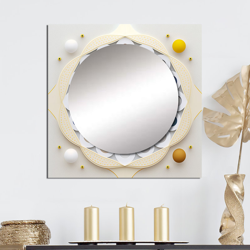 Miroir rétro visionnaire Mandala sur blanc III, 29 po x 29 po