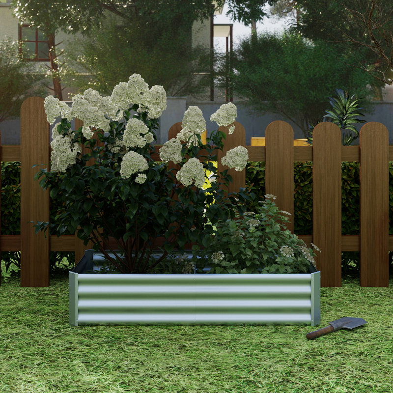 Lit de jardin surélevé en métal, pot de fleurs surélevé rectangulaire 4 × 2 × 1 pi pour plantes à fleurs, herbe à légumes