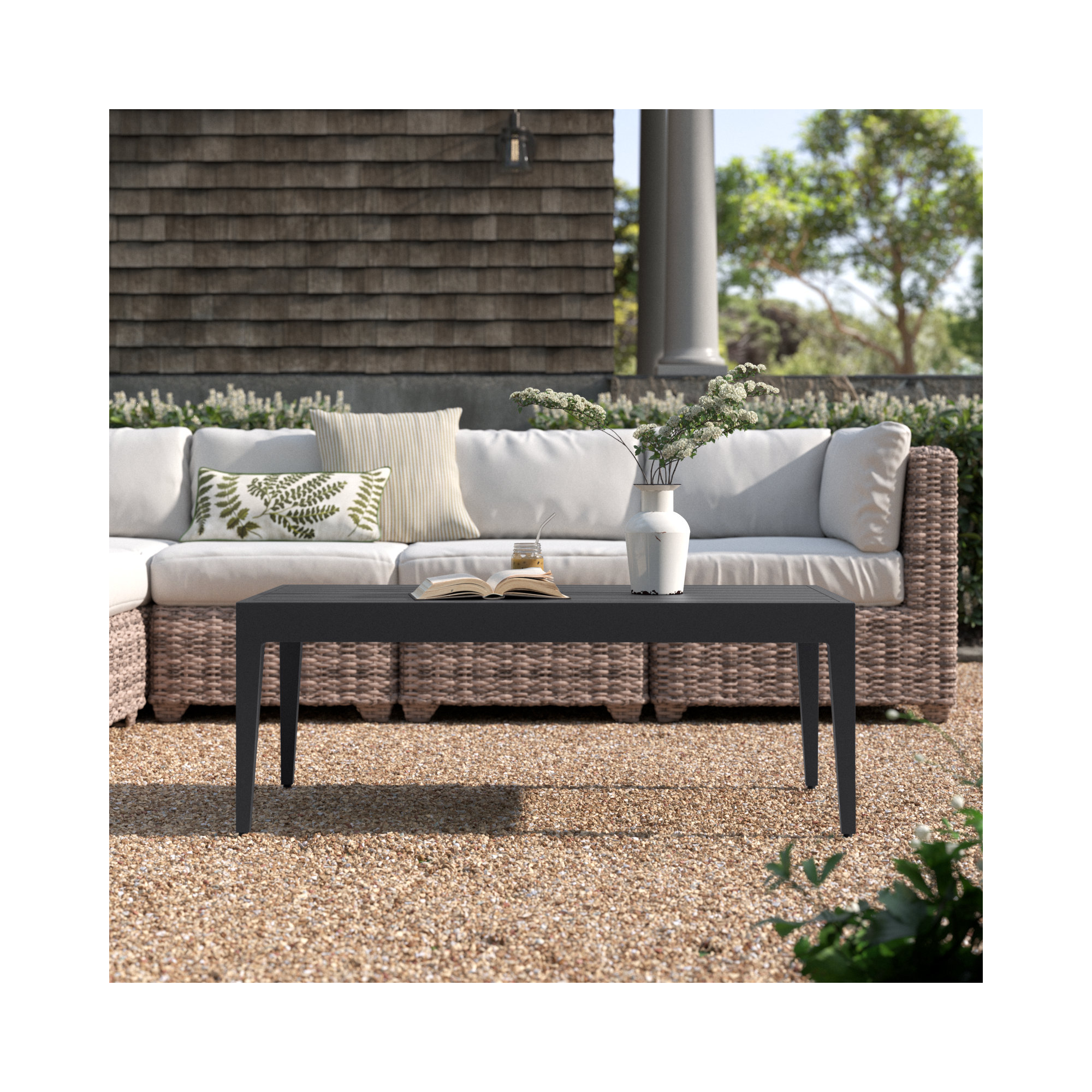 Whitman 47.3'' Metal Outdoor Coffee Table, Gray