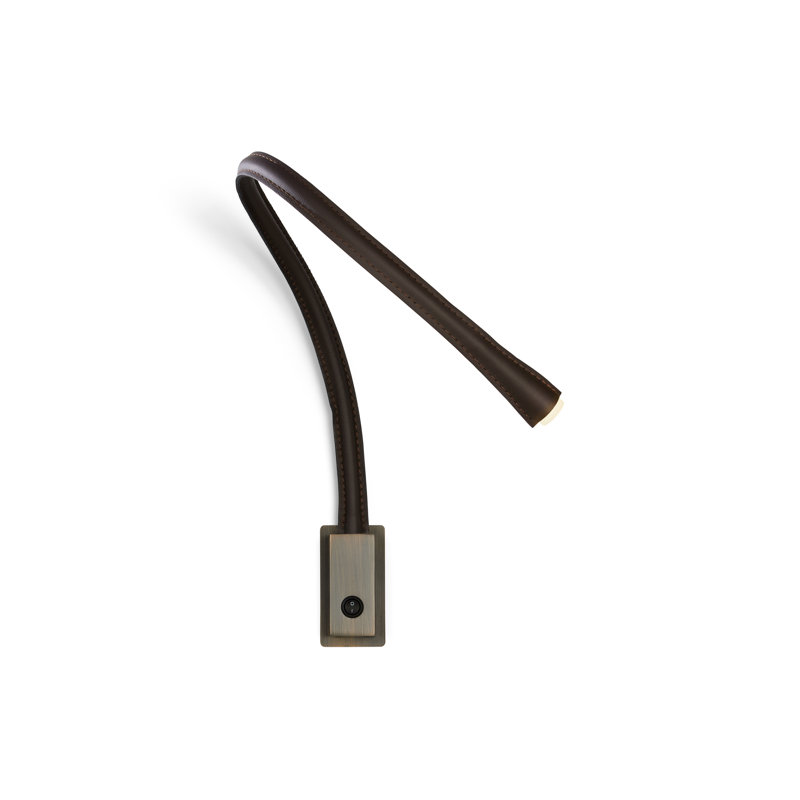 Flexiled Ap Leather with Switch 1-Light Spotlight, 35.4"H x 4"W x 2"D, Dark Brown, Satin Bronze